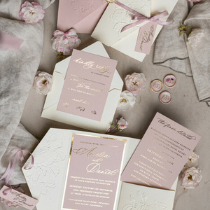 Invitaciones de Boda de Lujo Personalizadas con Grabado en Relieve y Lámina Dorada, Tarjetas de Invitación para Fiestas y Negocios - Product Image 2