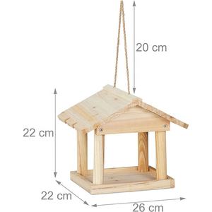 Cage à oiseaux en bois suspendue, style moderne, maison pour oiseaux sauvages d'extérieur, maison de jardin, station d'alimentation - Product Image 2