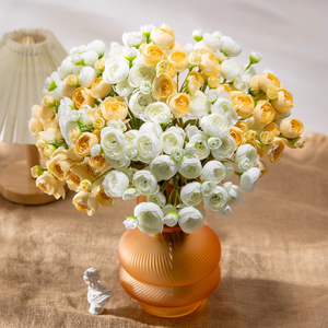 Ramo de Mini Rosas Artificiales Hechas a Mano, Flores de Seda Atadas a Mano para Centros de Mesa de Boda, Decoración para el Hogar, Hoteles y Fiestas - Product Image 1