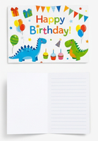 Set de Regalo de Cumpleaños con Diseño de Dinosaurio Animado, Papel de Arte Reciclable, Bolsas de Regalo de Tamaño Personalizable, Caja de Regalo, Cuaderno, Tarjeta de Felicitación