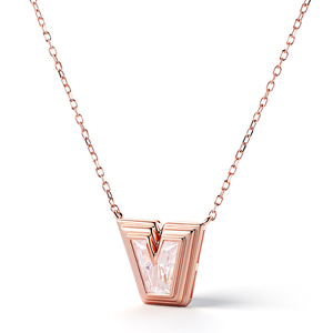 Collar de oro rosa PROVENCE personalizado de 10k, 14k, 18k con colgante de letra y diamantes creados en laboratorio, joyería de moda, collares con colgante, regalo para niña - Product Image 2