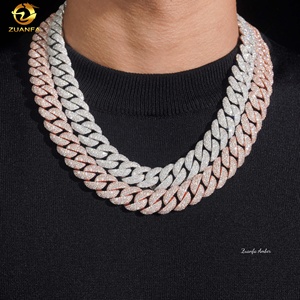 Cadena Cubana de Plata Esterlina de 15MM con Incrustaciones de Diamantes Moissanite VVS de Laboratorio, Estilo Hip Hop, para Hombre - Product Image 1