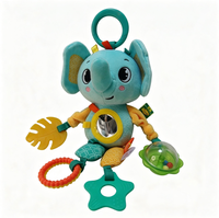 Jouet hochet et anneau de dentition en peluche pour bébé, motif éléphant bleu, OEM, pendentif de poussette, porte-clés, couleur et logo personnalisables, vente en gros