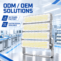 Projecteur LED 4 modules 1200W IP67 pour extérieur, éclairage commercial à mât haut, support réglable