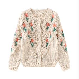 Maglione Cardigan lungo personalizzato lavorato a maglia colorata per donna taglie forti Casual inverno motivo floreale modello solido - Product Image 1