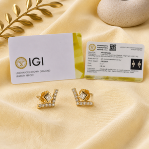 Luxury 14KT Solid Gold Stud <b>Earrings</b> with <b>Square</b> and Round Brilliant Cut Lab Grown <b>Diamond</b> IGI Certified Jewelry for Women's - Product Image 6
