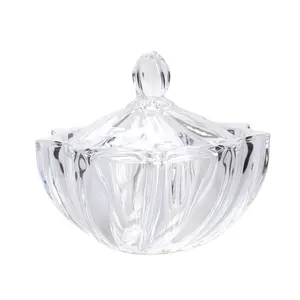 Glass Bowl With Lid Wholesale Flint Crystal Glass Sugar Bowl And Candy Jars With Glass Lid Cover Food Storage Ball For Wedding 75ml