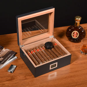 תיבת סיגר הומידור סיגר מותאם אישית עבור סיגרים סיבי פחמן זכוכית סיגר ארז סיגר ארז עם היגרומטר אלקטרוני - Product Image 3