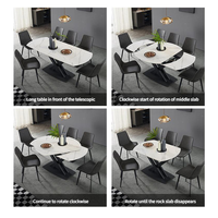 Tables de salle à manger transformables rectangulaires et rondes en pierre frittée travertin, mobilier de cuisine pour 4, 6 ou 8 personnes