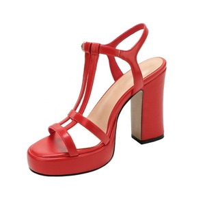 Sandales à plateforme pour femmes Moncheer, à talon haut, à bride en T, talons blocs brillants effet croco avec boucle réglable - Product Image 4