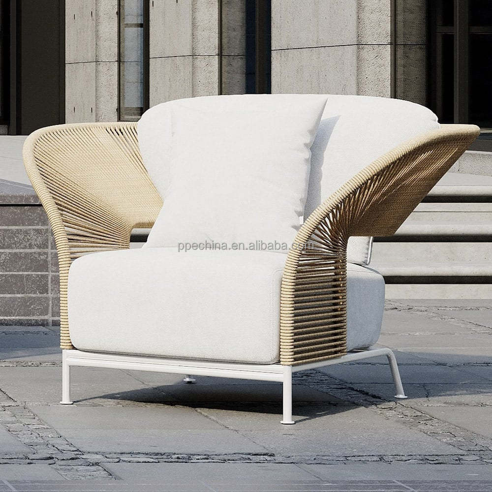 Whole Patio Outdoor Dining Room Garden Rope Chair Set Furniture Rope Woven Outdoor Dining Chair Patio Stainless Steel Chair