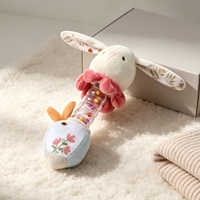 Jouet hochet en peluche pour bébé, lapin doux, hochet à billes en plastique transparent, bâtonnet à poignée, cadeau sensoriel auditif pour nourrisson et nouveau-né