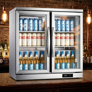 Réfrigérateur de bar à économie d'énergie pour présentation, <span class=keywords><strong>auto</strong></span>-dégivrant, à circulation d'air, pour pub, vitrine réfrigérée à double porte, à brancher - Product Image 2