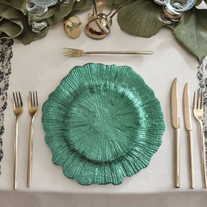 Assiettes de présentation en verre coloré (corail, rose, or, argent, vert, blanc) avec technique émaillée écologique pour mariages - Product Image 4