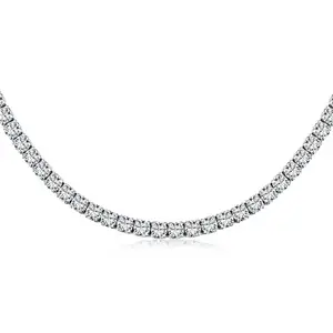SKA S925 Sterling Silver Tennis Chain Necklace 2mm 3mm 4mm Single Row 5A Full Zirconium Tennis Necklace 925 Sterling Silver