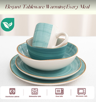 Service de table en céramique et porcelaine 16 pièces, style occidental, pour la restauration à domicile, passe au lave-vaisselle et au micro-ondes, assiettes à glaçure colorée – Offre Spéciale