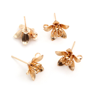 10 pièces (5 paires) de boucles <span class=keywords><strong>d</strong></span>'oreilles à clous <span class=keywords><strong>en</strong></span> forme de fleur plaquées <span class=keywords><strong>argent</strong></span> antique, or et bronze, 14x14mm, connecteurs <span class=keywords><strong>pour</strong></span> la fabrication de bijoux - Product Image 4