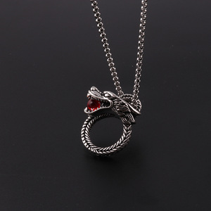 Vintage In Acciaio A Catena In Argento Anello del Drago Del Pendente Della mano Della Collana Della Lega di NA032 - Product Image 2