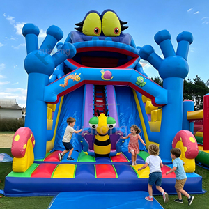 Toboggan <span class=keywords><strong>gonflable</strong></span> commercial en PVC à double piste, thème <span class=keywords><strong>grenouille</strong></span> de dessin animé, châteaux gonflables pour enfants - Product Image 2