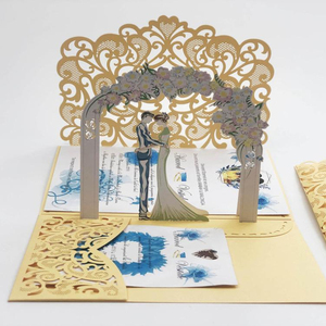 Grigio rosa avorio blu scuro taglio Laser 3D <span class=keywords><strong>Pop</strong></span> up carta di invito a nozze busta busta di auguri porta invito a 15 anni festa - Product Image 6