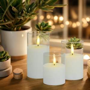 <b>LED</b> Swing Electronic Candle <b>Lamp</b> Home Atmosphere Arrangement Christmas Birthday Wedding Made Acrylic Glass Wax Material <b>Battery</b> - Product Image 5