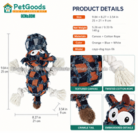 Jouet pour chien en toile rembourrée avec nœud en corde, couineur, pour le nettoyage des dents, interactif, à tirer, pour chiens agressifs, petits et moyens chiens, usage quotidien