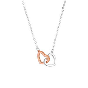 S925 plata moda oro rosa color separación doble anillo collar no se desvanece mujeres gargantilla collares joyería - Product Image 5