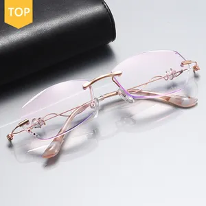 2023 Newest Glasses Rimless UV400 Brand Designer Gradient Eyeglasses Female Optical Glasses Reading Glasses For Women