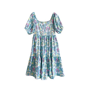 Robe <span class=keywords><strong>pour</strong></span> fille en gros, robe à col rond en tissu de soie de <span class=keywords><strong>lait</strong></span>, manches courtes, vêtements d'été <span class=keywords><strong>pour</strong></span> bébé, robe patchwork <span class=keywords><strong>pour</strong></span> 0-9T - Product Image 2