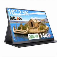 Moniteur portable AHXJKA 16 pouces, écran unique 2560x1600 144Hz, un seul câble pour un travail multi-écrans, compatible Win Mac PS4