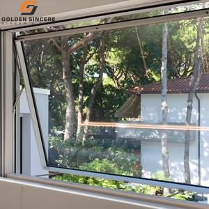 GS Modern Thermal Break Aluminium Awning Window Waterproof Soundproof Aluminum Glass Top Hung Windows for Residential - Product Image 1