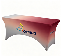 Sarung Meja Stretch Custom dengan Cetak Logo untuk Pameran Dagang