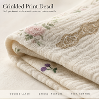 Tissu en mousseline de coton peigné double gaze 100% coton, froissé, à motif floral, tissé à bulles pour langes, vêtements de nuit pour bébés, serviettes et literie - Garçons Filles