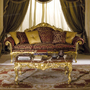 Juego de sofás de tela vintage real europeo, muebles de sala de estar de madera maciza con rojo y dorado a <span class=keywords><strong>la</strong></span> venta - Product Image 1