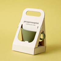 Boîte d'emballage personnalisée pour tasse à café avec poignée et fenêtre, boîte en papier pour mug à café, emballage cadeau