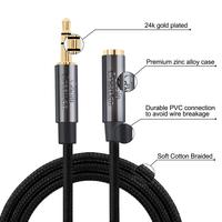 Câble audio AUX 3,5 mm CableCreation avec blindage tressé et gaine en PVC - Connecteur mâle vers femelle pour voiture et téléphone