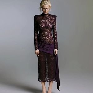 Abito Lungo Sexy da Donna con Maniche Lunghe in Pizzo Rosa Articoli Popolari Ora 2026 <span class=keywords><strong>Nuovi</strong></span> <span class=keywords><strong>Arrivi</strong></span> Elegante Abito Estivo Casual da Donna - Product Image 2