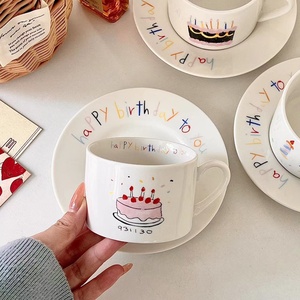 Juego de <span class=keywords><strong>Taza</strong></span> y Platillo de Cerámica Estilo Coreano con Asa, Regalo de Cumpleaños, para Té de la Tarde - Product Image 2