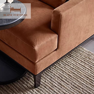 BLAINE Nouveauté - Collection Canapé en Cuir Véritable Couleur Personnalisable avec Piétement en Bois et Pieds en Acier Inoxydable pour Salon de Villa - <span class=keywords><strong>Vente</strong></span> Flash - Product Image 5