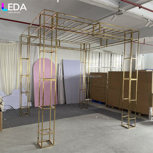 Leda Chuppah สแตนเลสสตีลสีทองฉากหลังที่เปลี่ยนรูปได้ทำจากโลหะสำหรับตกแต่งงานแต่งงาน - Product Image 2