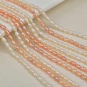 Cuentas de Arroz de Agua Dulce Blancas de 3-4 mm, Naturales, para Bisutería DIY, Collar con Hilo Suelto para Comercio Exterior - Product Image 1