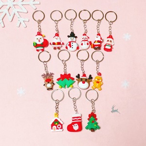 Christmas Series Cartoon Keychain PVC Mobile Phone Hanging Bag Stationery and Resin Keychain for Christmas Party Gifts