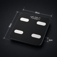 Pèse-personne Bluetooth en verre trempé noir avec écran LED haute luminosité pour suivi de la composition corporelle à domicile et outil de mesure de poids précis