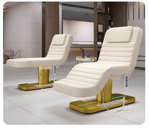 2025 New Hot Selling Lash Bed Electric Beauty Facial Bed With Light Gold Base With Footpedal Beauty Salon Furniture - Product Image 2