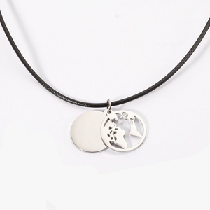 Fashion Wholesale Custom Africa Map <b>Coin</b> Pendant <b>Gold</b> Silver Stainless Steel Women's Chain Collar <b>Necklace</b> for Men Women - Product Image 1