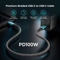 Câble USB C vers USB C 100W 5A, charge rapide PD, nylon tressé, avec puce E-Mark pour MacBook Pro M3 M2 iPad Pro