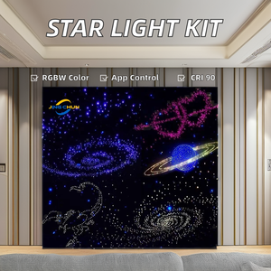 <span class=keywords><strong>Kit</strong></span> de lumière d'ambiance pour chambre à coucher avec fibre optique <span class=keywords><strong>LED</strong></span> 16W, <span class=keywords><strong>ciel</strong></span> étoilé complet, sept couleurs, avec application et télécommande à 25 touches, intensité réglable - Product Image 2