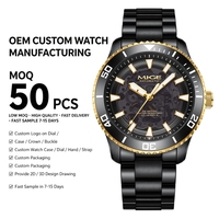 Reloj Mecánico de Lujo con Logotipo Personalizado OEM, Esfera Transparente, Estilo Clásico Casual, Automático, con Bisel de Cerámica Negro