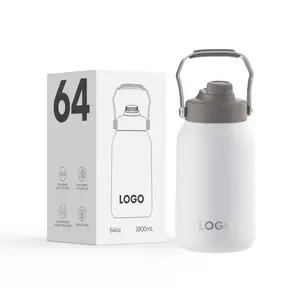 Insulated Water Bottle 64 Oz Half Gallon Water Jug Cold 24H BPA Free Stainless Steel Bottles With Straw For Gym Outdoor