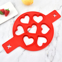 Moule à œufs vapeur en silicone à sept cavités en forme de cœur, multi-emplacements pour crêpes et œufs frits, compatible four